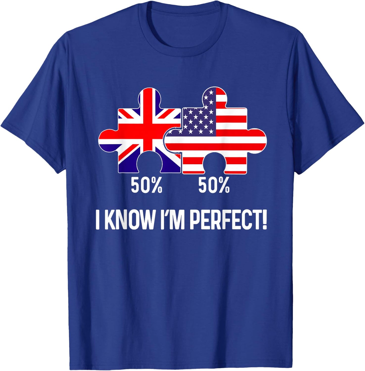 Half American Half British Flag Map Combined USA UK T-Shirt - T-Shirt | Royal