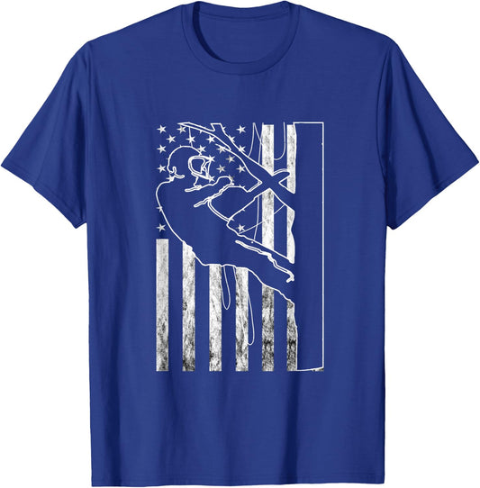 Arborist America USA Outdoorsman Tree Climbing Logger T-Shirt - T-Shirt | Royal
