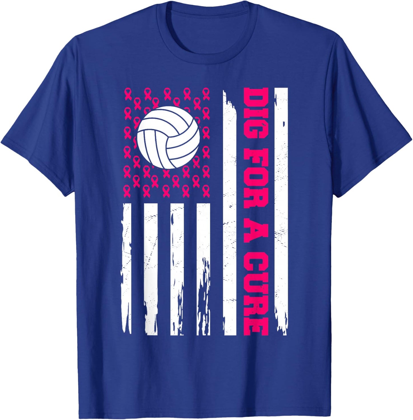 Dig For A Cure Breast Cancer Awareness Volleyball Pink T-Shirt - T-Shirt | Royal
