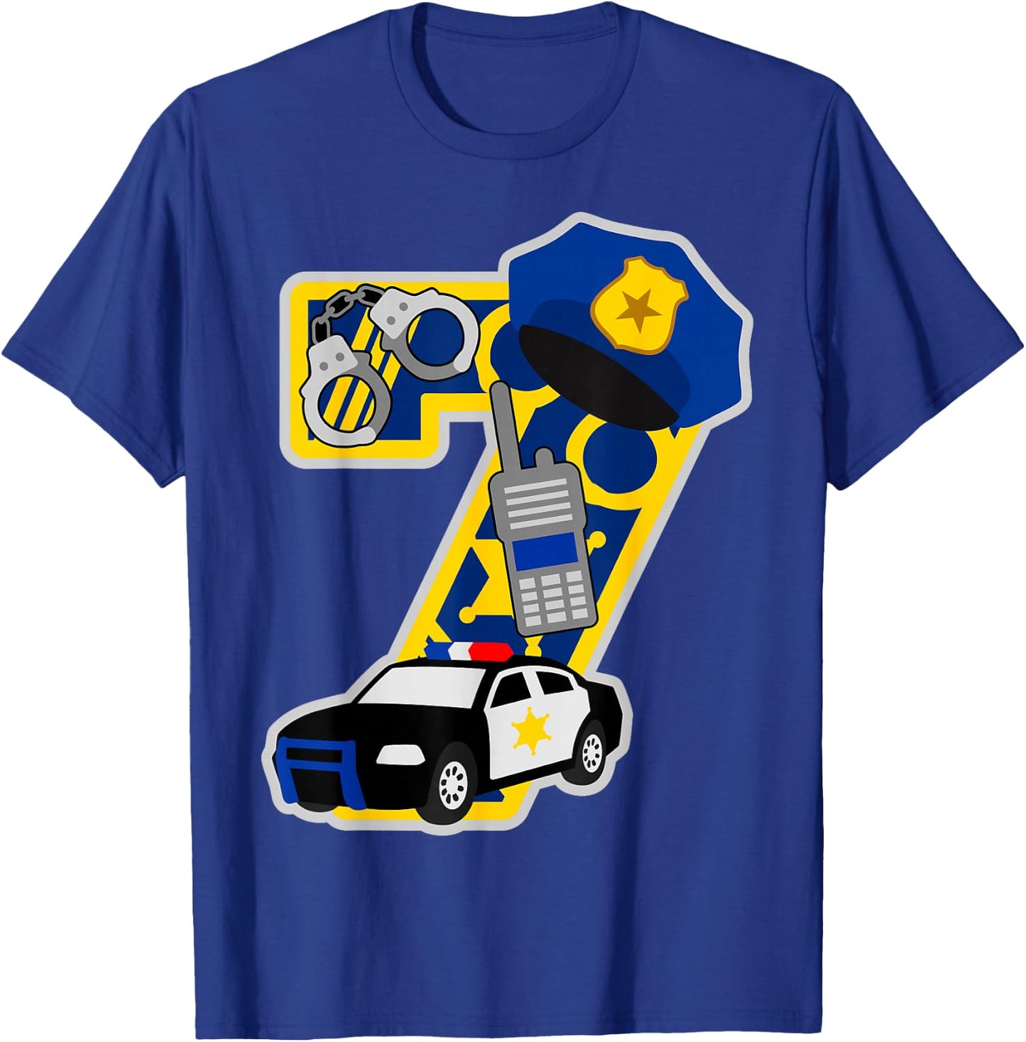 Police 7th birthday party Number 7 - 7 years birthday T-Shirt - T-Shirt | Royal