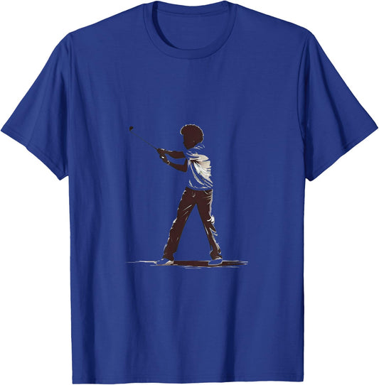 Golfer Afro Man Golf Player African American Golfing Men T-Shirt - T-Shirt | Royal
