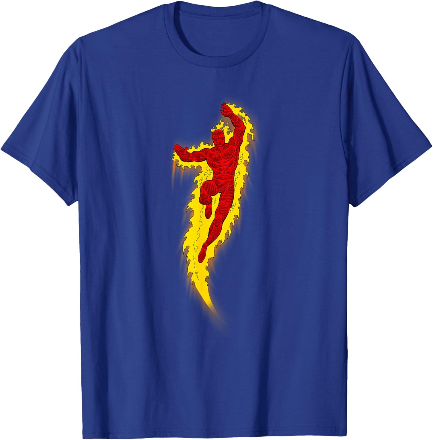 Marvel Fantastic Four The Human Torch Retro Looks Poster T-Shirt - T-Shirt | Royal