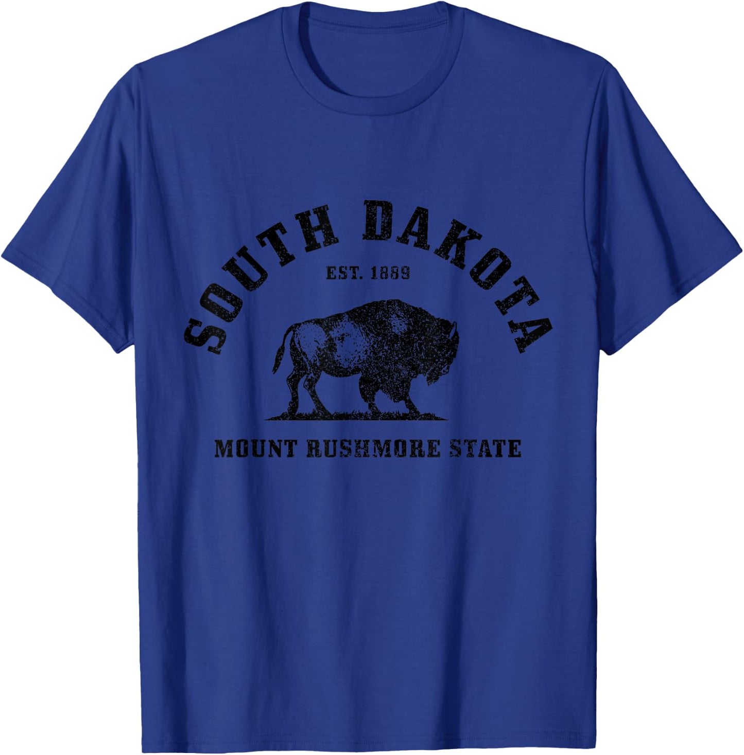 South Dakota East 1889 Mount Rushmore State Bison Vintage T-Shirt - T-Shirt | Royal