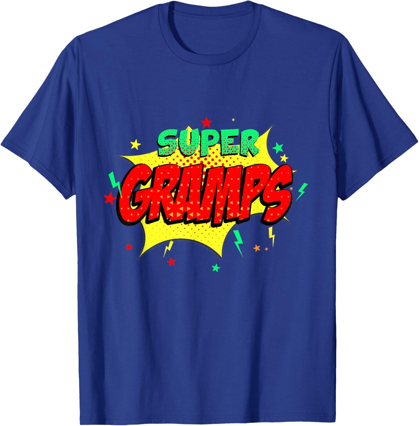 Super Gramps Comic Themed Style Superhero Fathers Day T-Shirt - T-Shirt | Royal