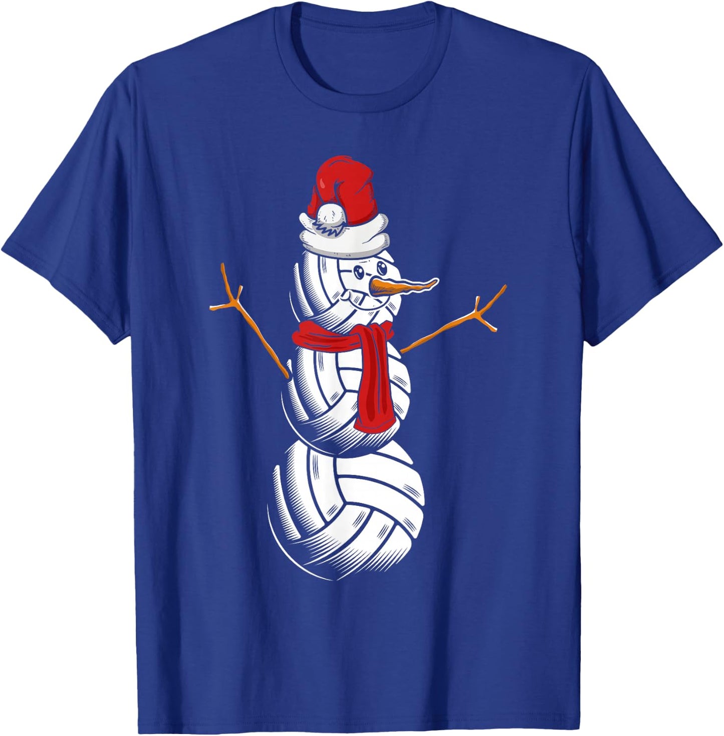 Volleyball Player Snowman Merry Xmas Christmas Day T-Shirt - T-Shirt | Royal