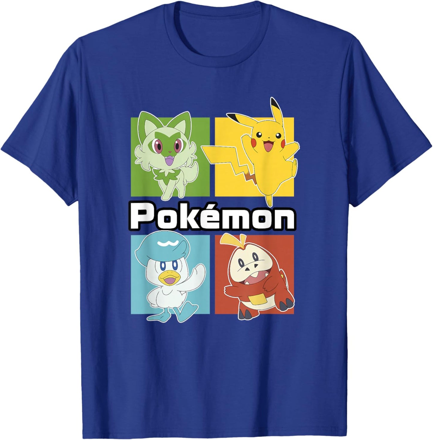 Pokémon Group Shot Starters Boxed Up Portrait T-Shirt - T-Shirt | Royal