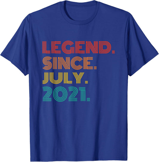 Legend Since July 2021 Vintage Idea 2021 Birth Of Birthday T-Shirt - T-Shirt | Royal