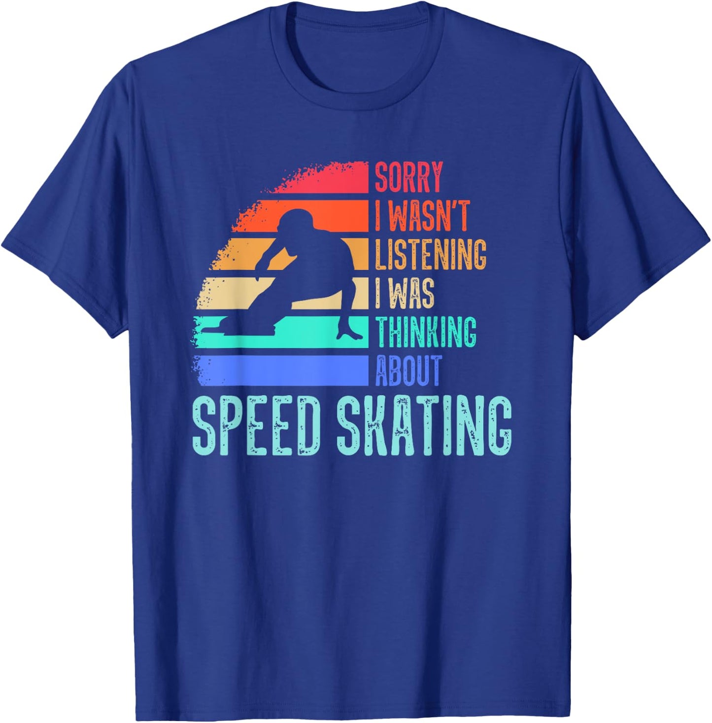 Speed Skating Retro Vintage Ice Skater Long Track Racing T-Shirt - T-Shirt | Royal