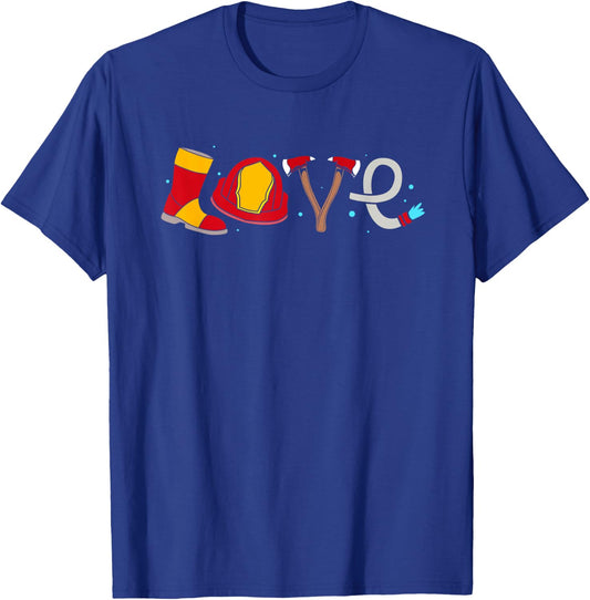 I Love Firefighters Fireman T-Shirt - T-Shirt | Royal