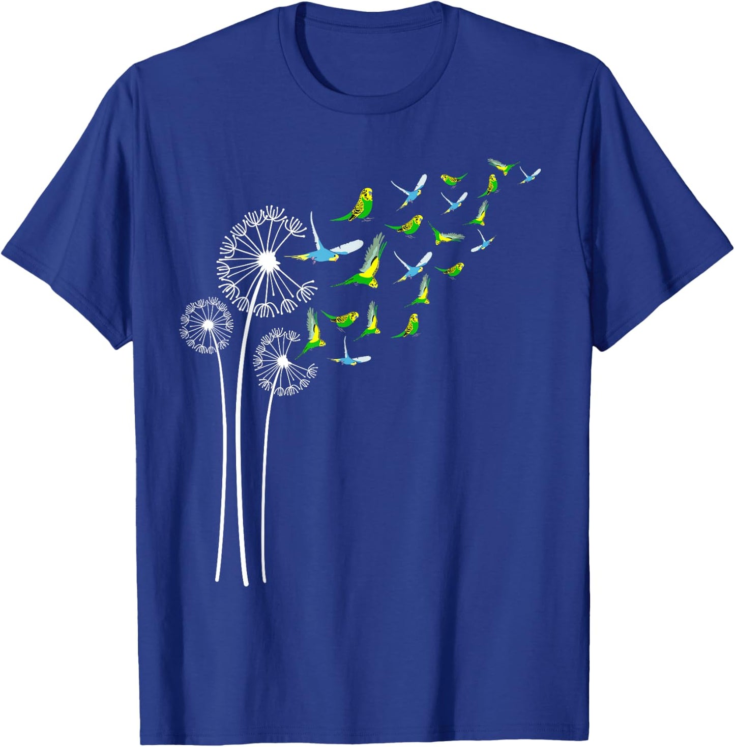 Budgie Dandelion Flower For Dandelions and Parakeet Lover T-Shirt - T-Shirt | Royal