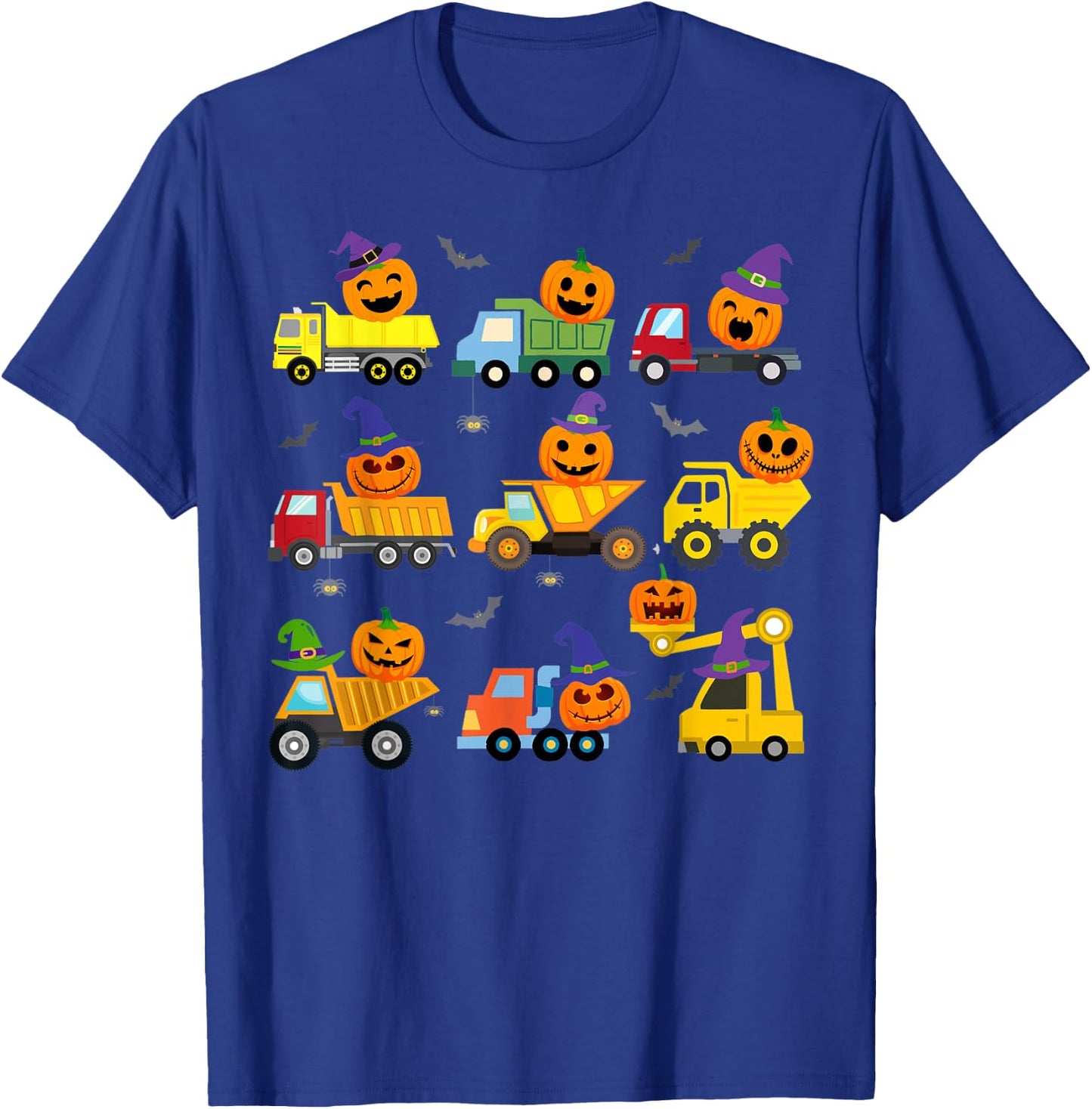 Construction Vehicle Halloween Crane Truck Pumpkin Boys Kids T-Shirt - T-Shirt | Royal