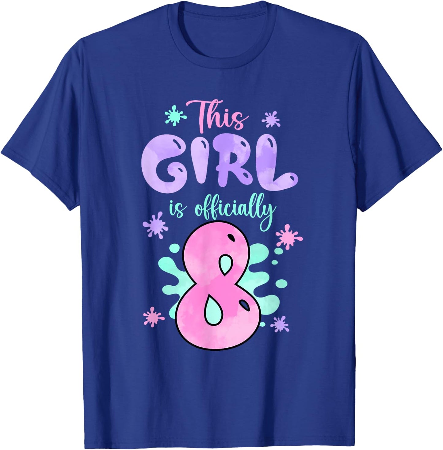 This Girl Is Officially 8 Year Old Slime Queen 8th Birthday T-Shirt - T-Shirt | Royal