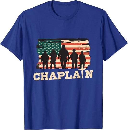 Military Chaplain US Flag Chaplain T-Shirt - T-Shirt | Royal