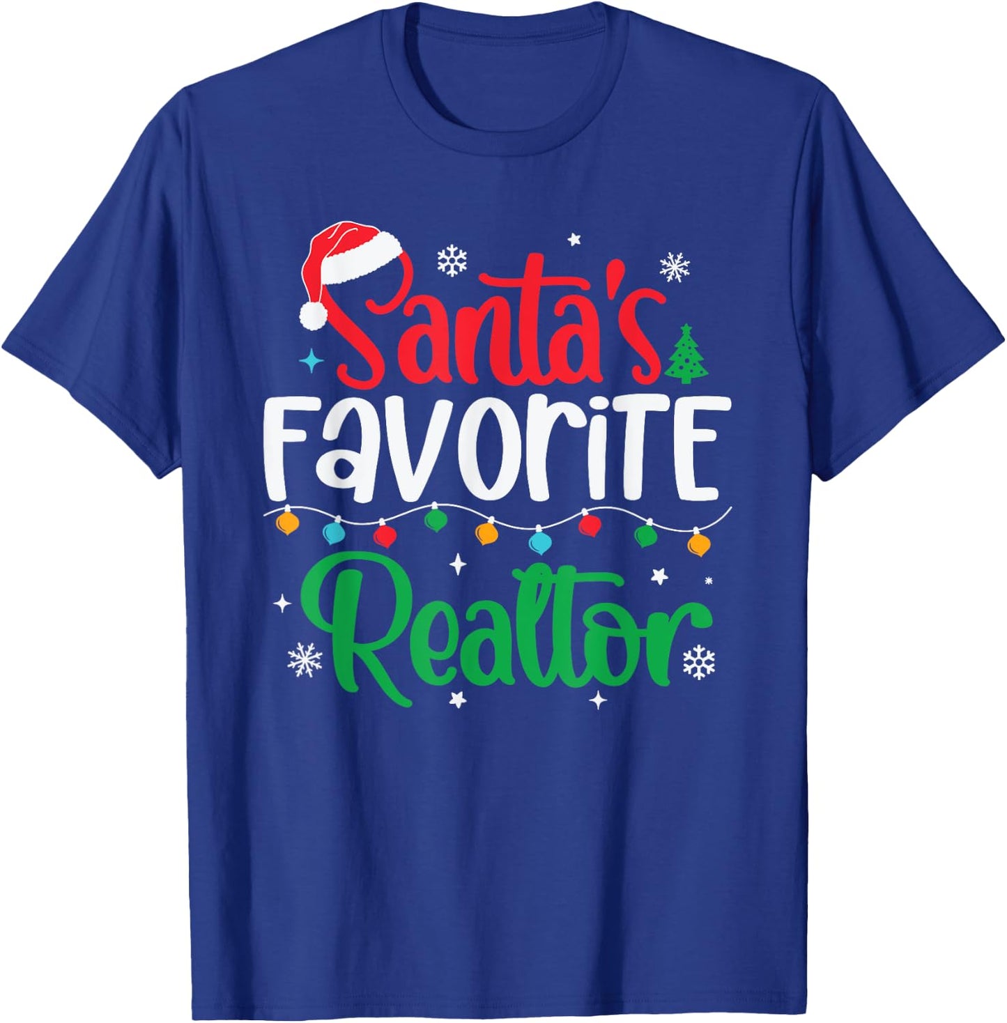 Santa's Favorite Realtor Christmas Real Estate Agent Broker T-Shirt - T-Shirt | Royal