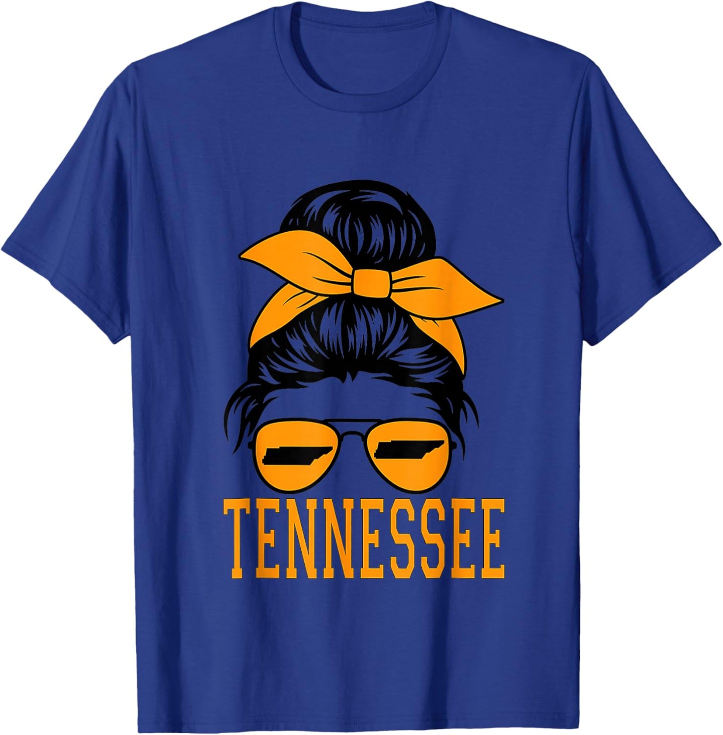 Tennessee State Kids Orange USA Messy Bun Hair TN T-Shirt - T-Shirt | Royal