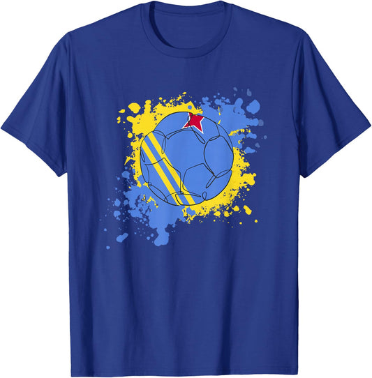 Soccer Ball With The Flag Of Aruba T-Shirt - T-Shirt | Royal