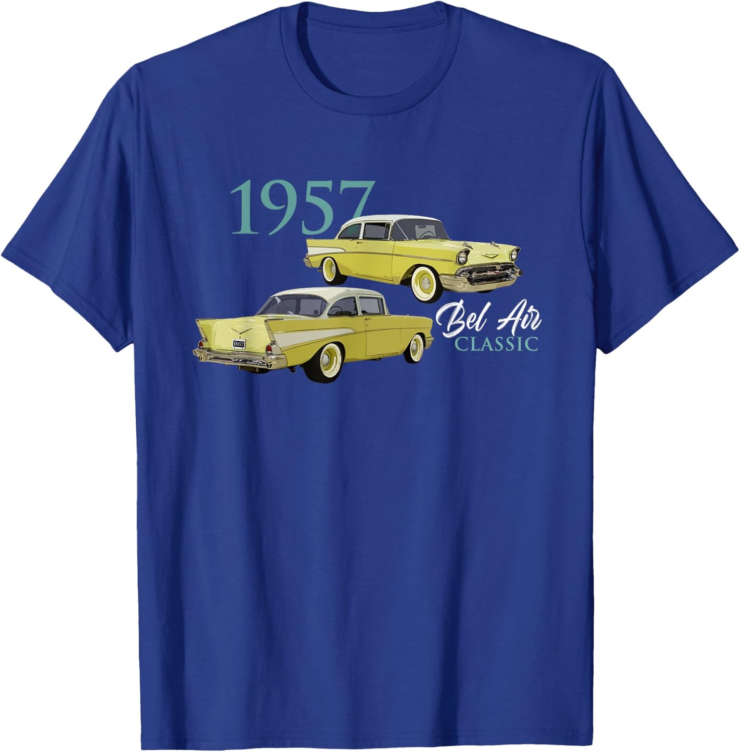 Vintage Cars, Classic Cars, 1957 Bel Air, 1950's, Car Art T-Shirt - T-Shirt | Royal