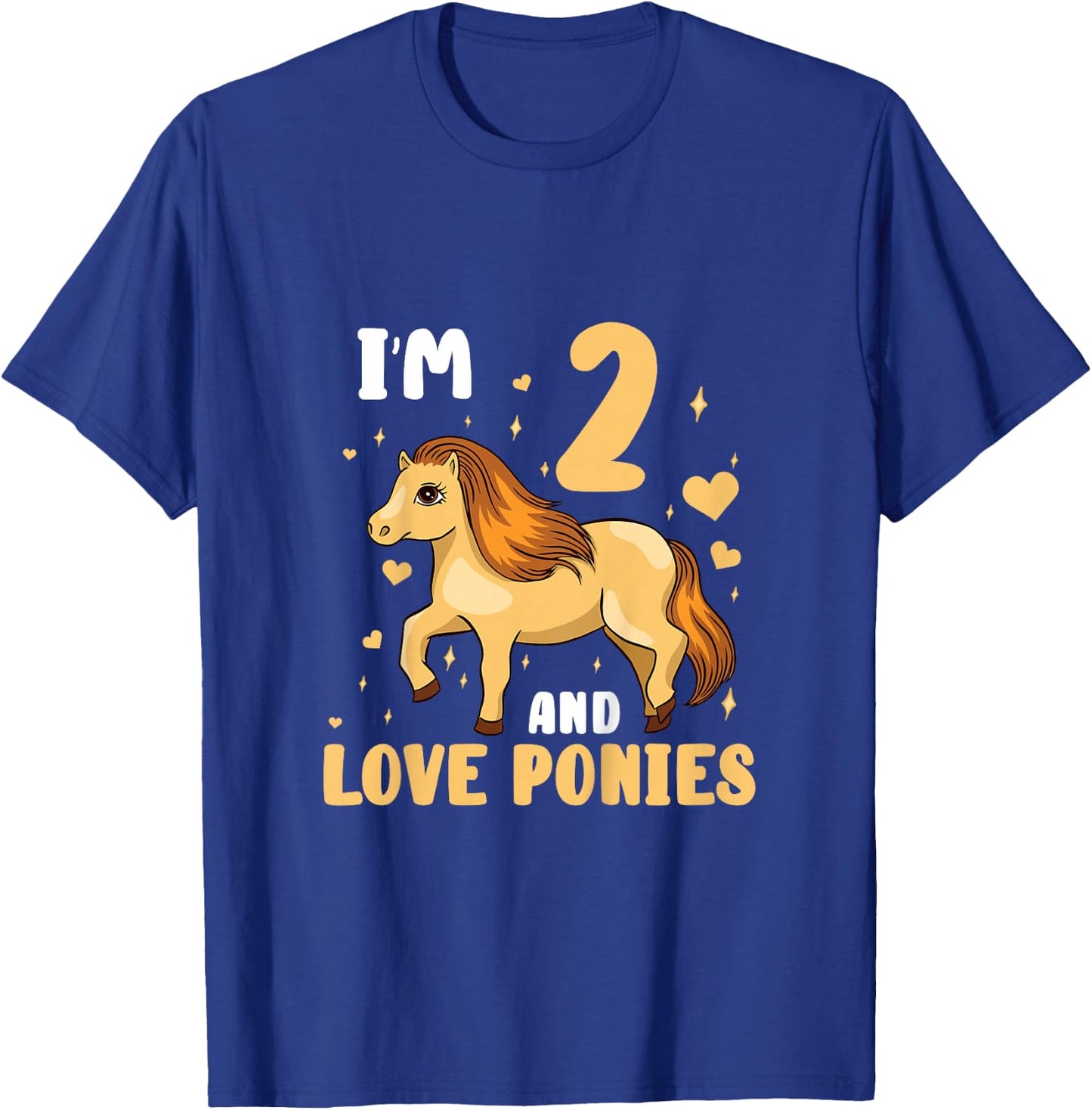 Kids Pony Horse I'm 2 And Love Ponies 2 Year Old 2nd Birthday T-Shirt - T-Shirt | Royal