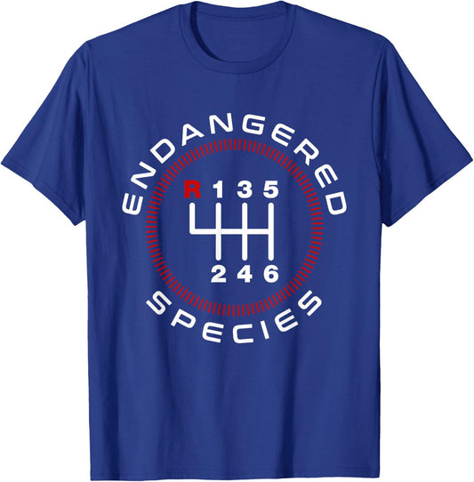 Endangered Species Manual Stick Shift Funny Car Owner Driver T-Shirt - T-Shirt | Royal