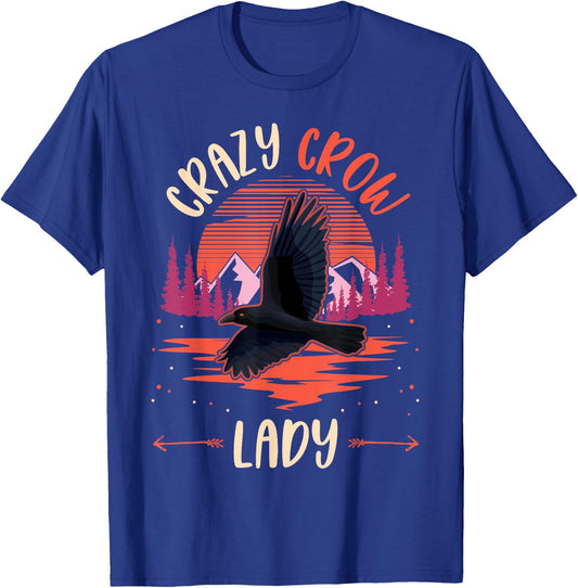 Crazy Crow lady Raven Girl Crow T-Shirt - T-Shirt | Royal