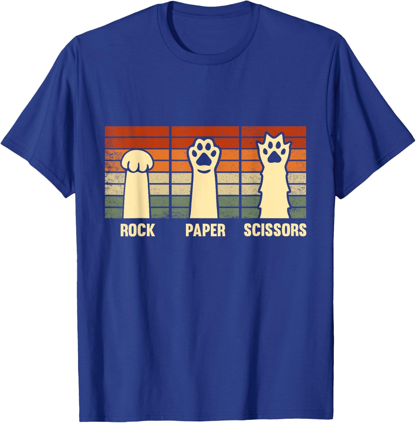 Rock Paper Scissors Hand Game Cute Paw Funny Cat Kids T-Shirt - T-Shirt | Royal