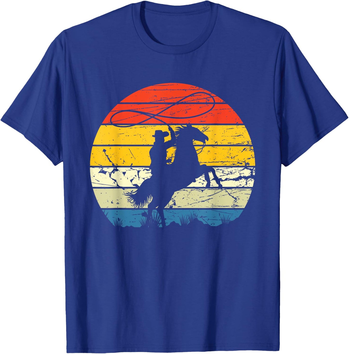Horse Roping - Western Roper Equestrian Header Heeler Cowboy T-Shirt - T-Shirt | Royal
