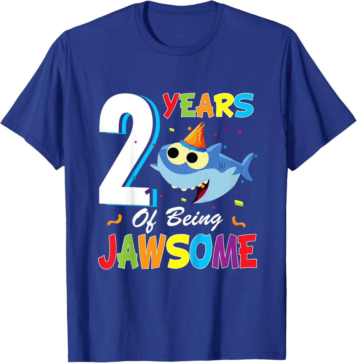 2 Years Old Boys Girls Gift Shark Jawsome 2nd Birthday T-Shirt - T-Shirt | Royal