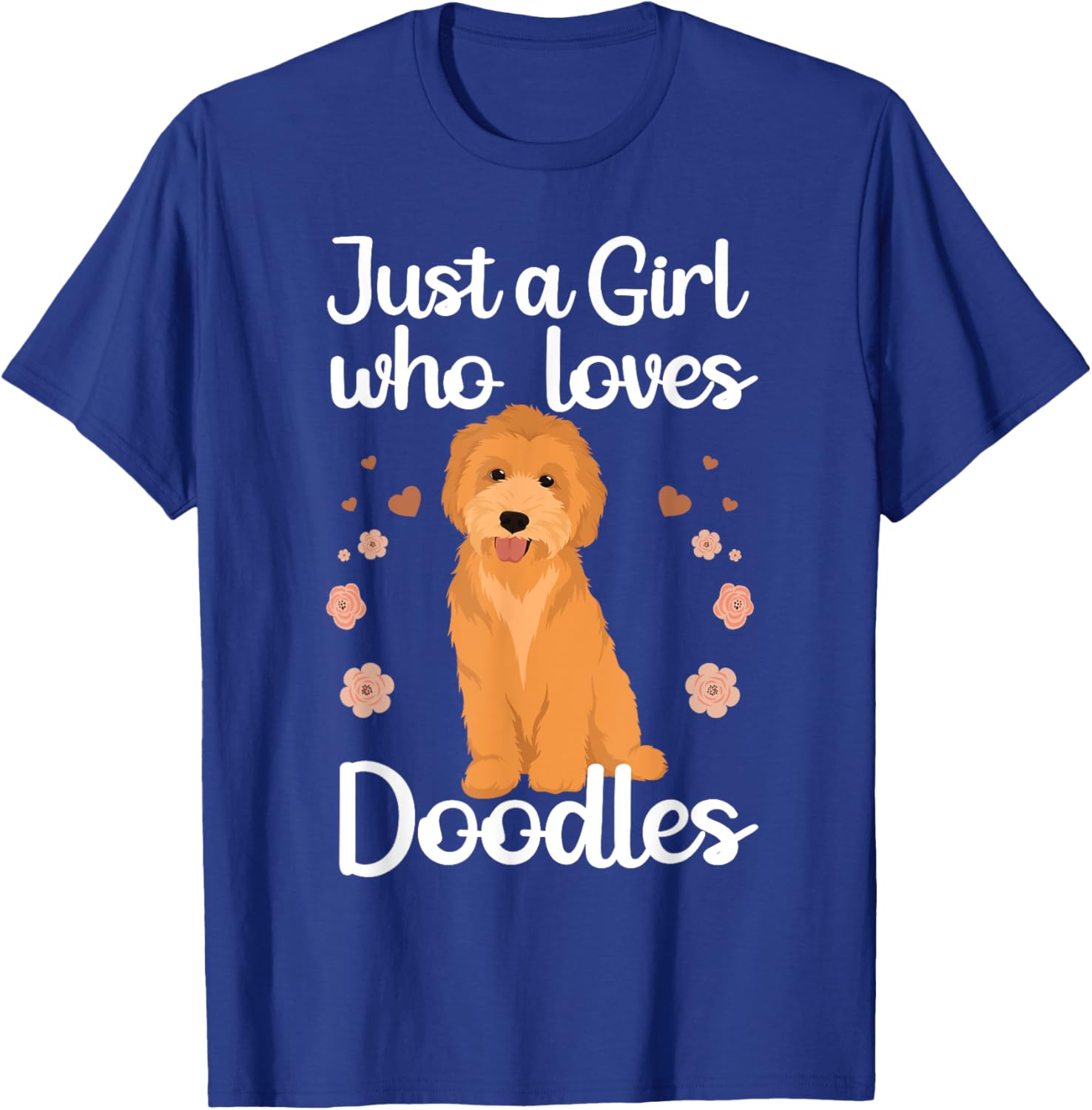 Cute Doodle Art Girls Mom Golden Doodle Dog Lovers T-Shirt - T-Shirt | Royal
