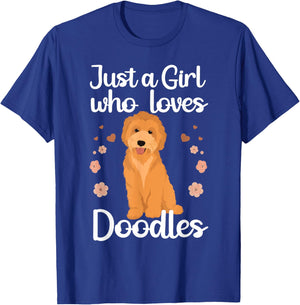 Cute Doodle Art Girls Mom Golden Doodle Dog Lovers T-Shirt - T-Shirt | Royal