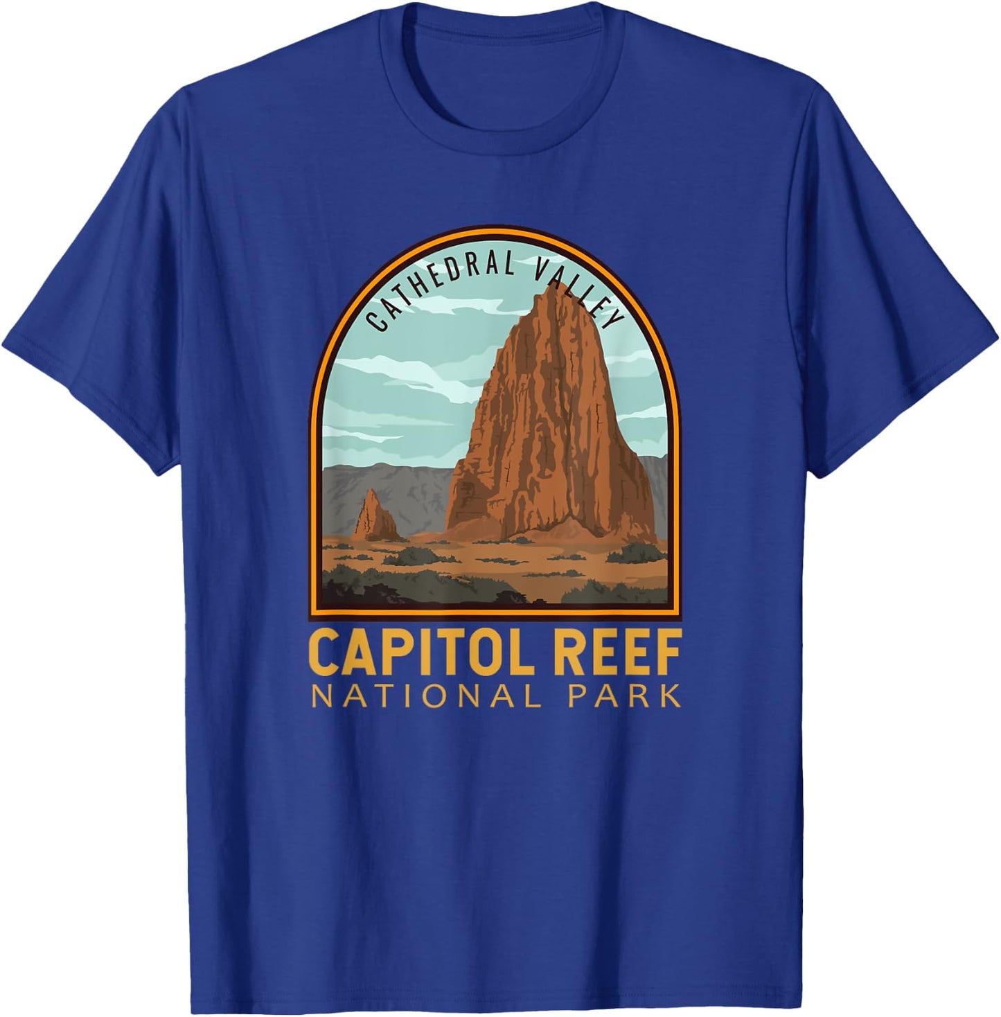 Capitol Reef National Park Cathedral Valley Vintage Emblem T-Shirt - T-Shirt | Royal