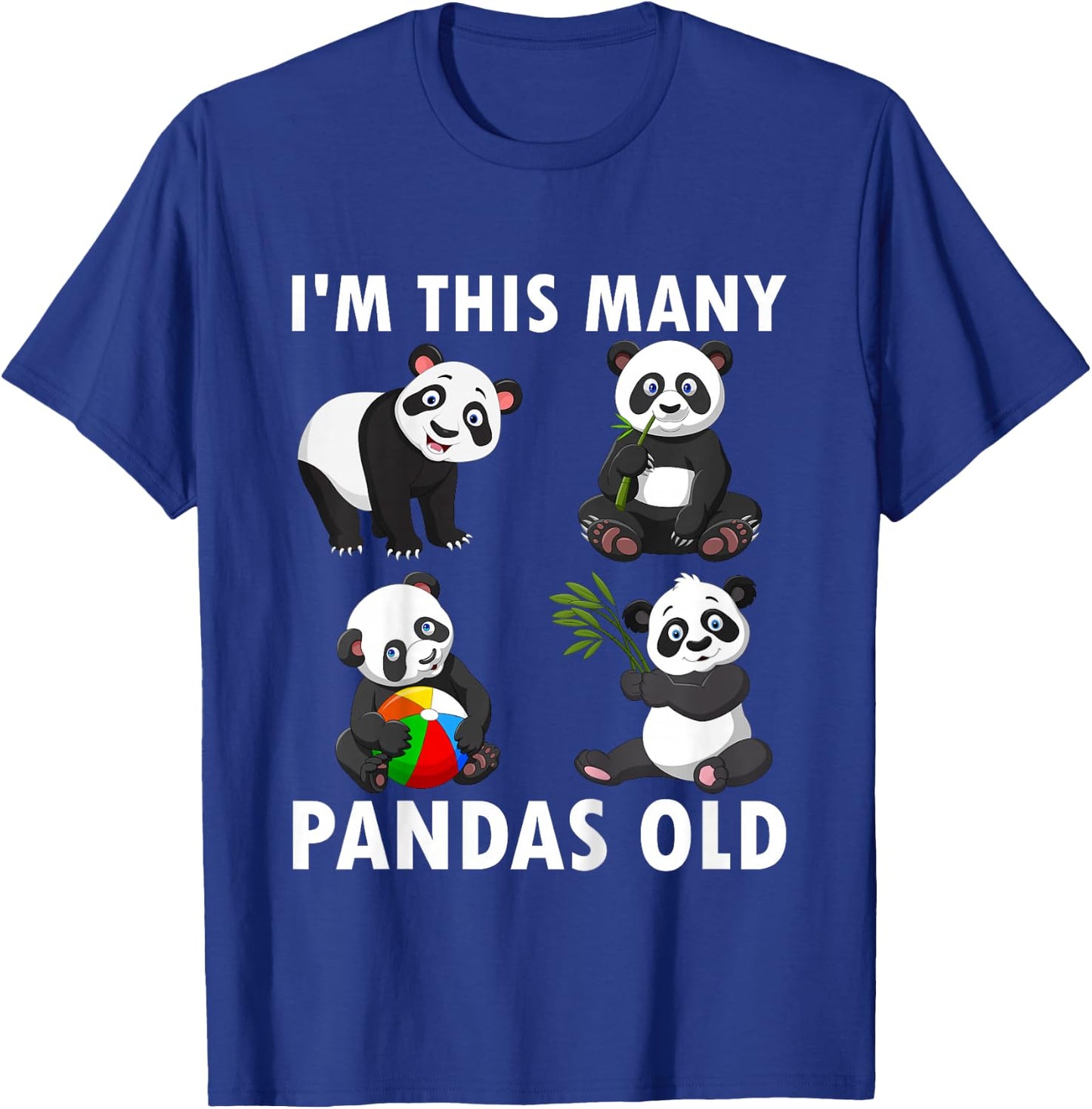Kids 4 Year Old Boy Pandas Old 4th Birthday Kids T-Shirt - T-Shirt | Royal