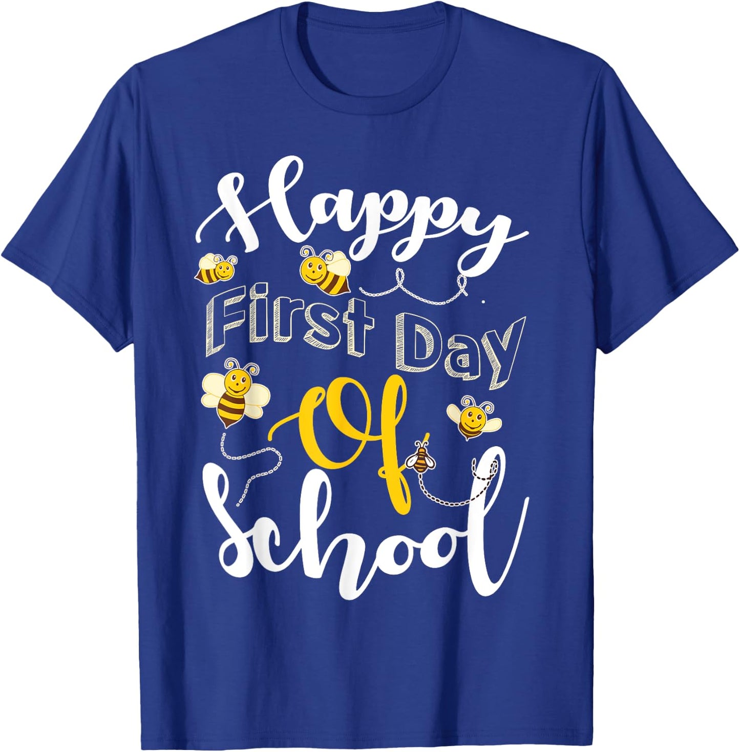 Happy First Day of School Bees Teacher & Kids Back to School T-Shirt - T-Shirt | Royal