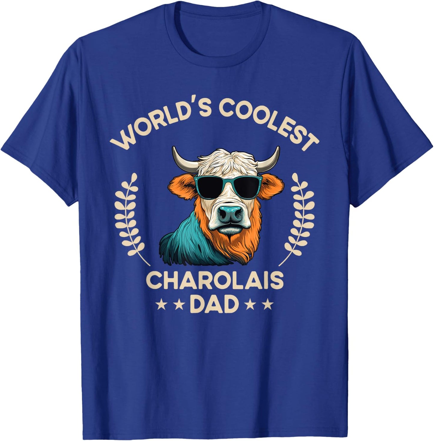 World's Coolest Cow Dad Papa - Men Farmer Charolais T-Shirt - T-Shirt | Royal