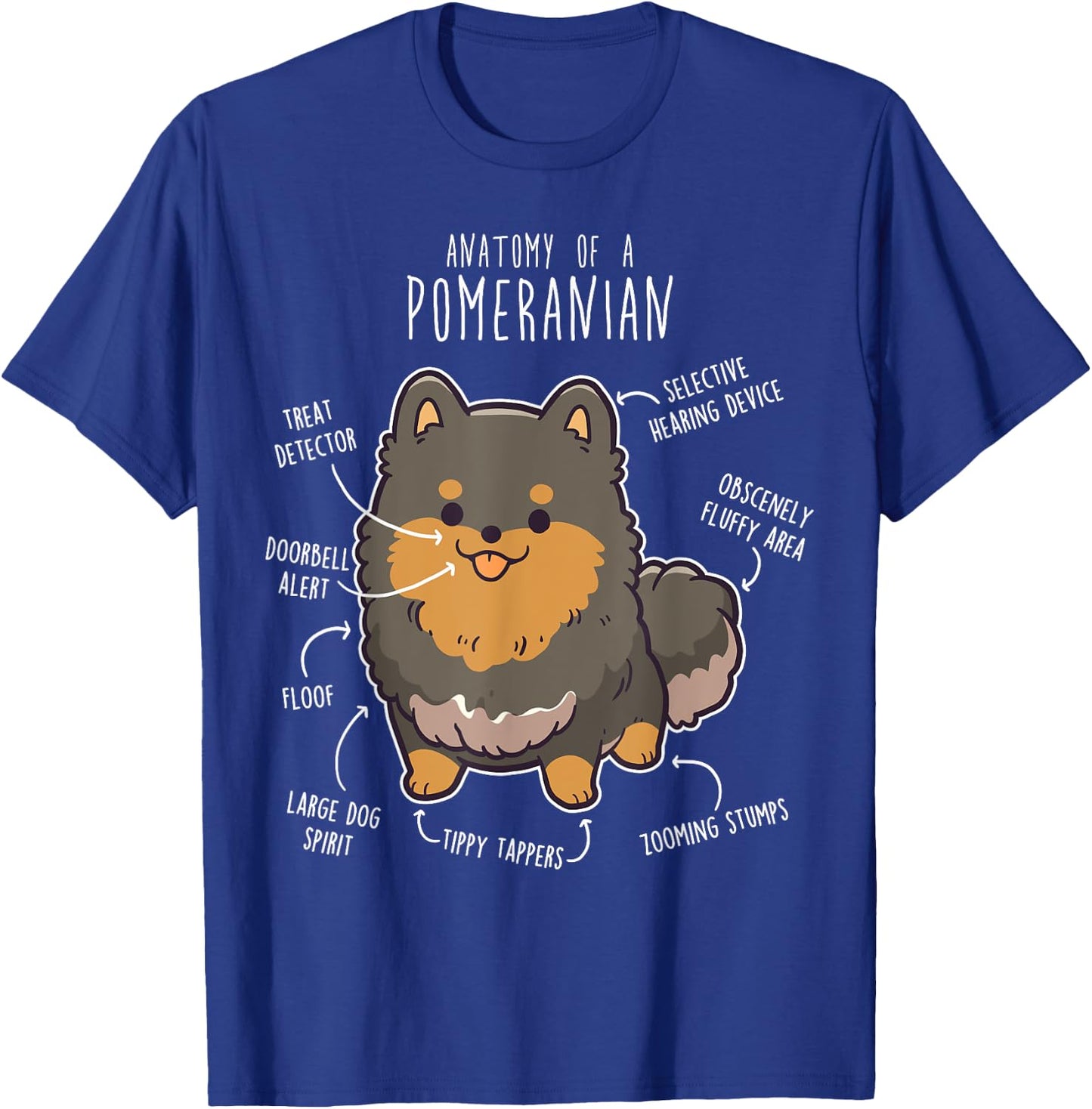 Black and Tan Pomeranian Dog Anatomy, Funny Cute Pet Pom Mom T-Shirt - T-Shirt | Royal