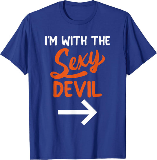 Lazy Halloween Costume for Couple I'm with The Sexy Devil T-Shirt - T-Shirt | Royal