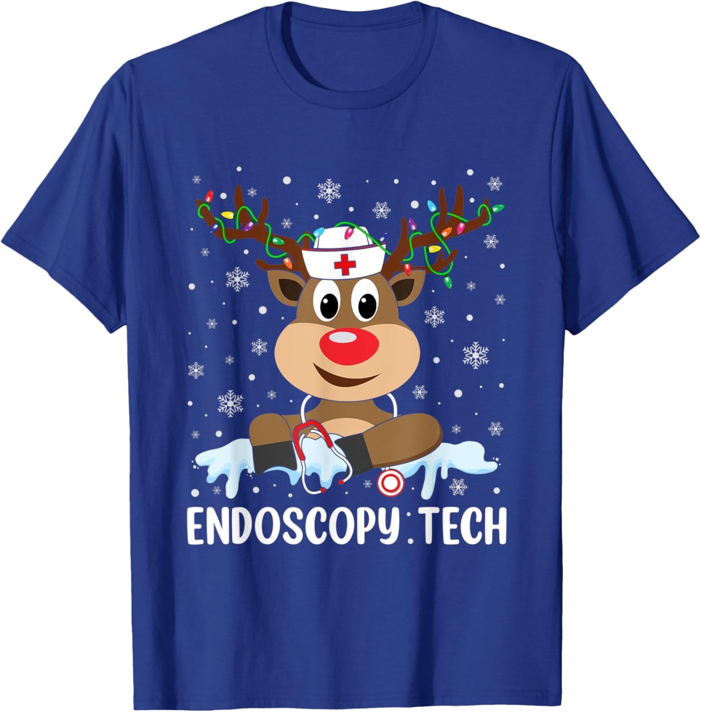 Love Tech Life Reindeer Xmas Endoscopy Tech Christmas Pajama T-Shirt - T-Shirt | Royal