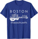 Boston Souvenir Men Massachusetts Skyline Music Guitar T-Shirt - T-Shirt | Royal