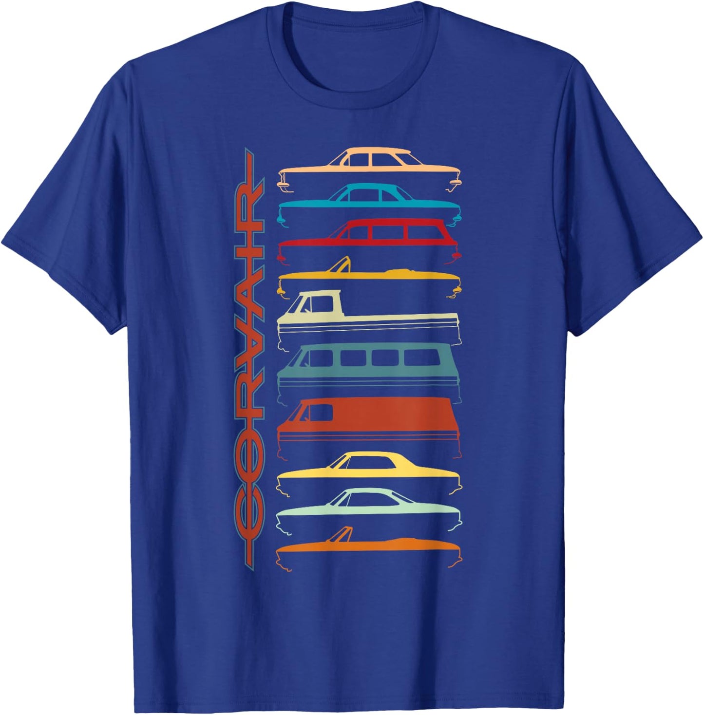 FlatSix Graphics LLc Corvair All Model Sillhouettes - -Adults, Black, Short Sleeve, , Small T-Shirt - T-Shirt | Royal