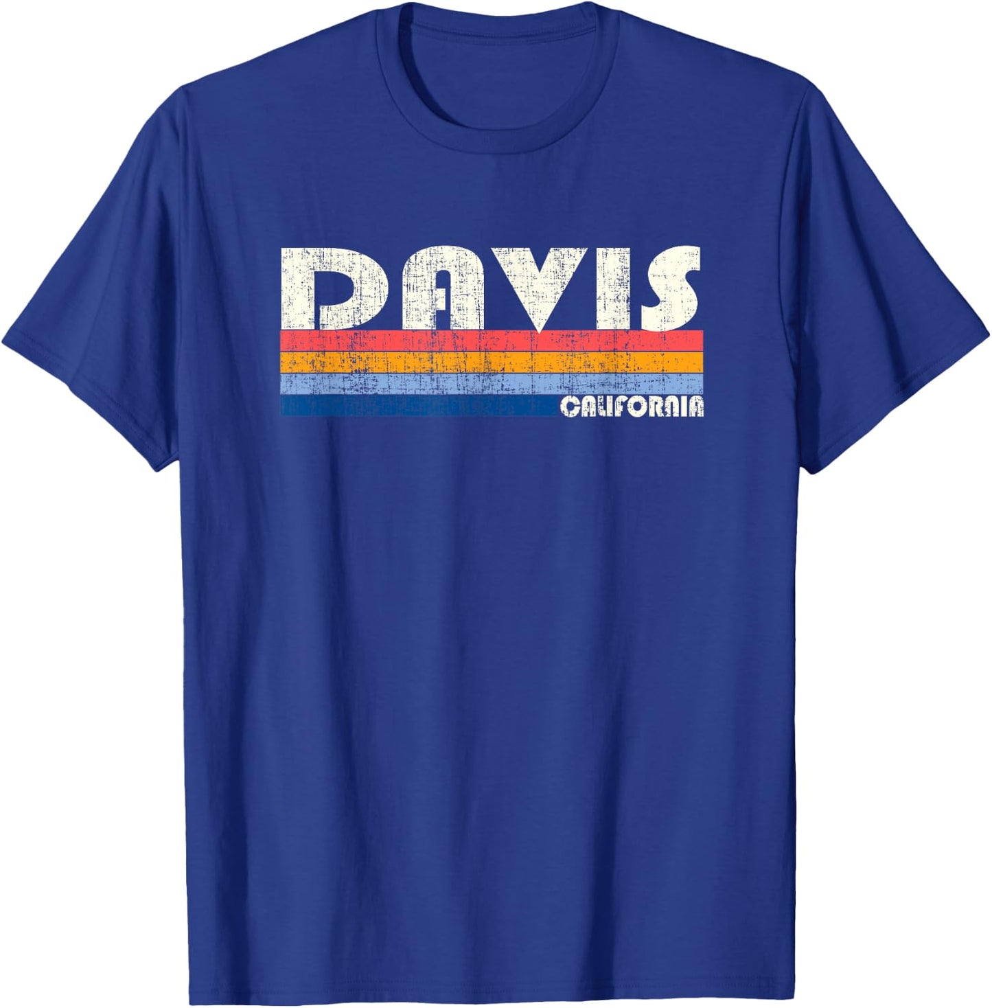 Vintage Retro 70s 80s Style Hometown of Davis, CA T-Shirt - T-Shirt | Royal