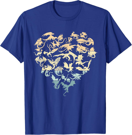 Dragons Love Heart of Kids women Teen Girls T-Shirt - T-Shirt | Royal