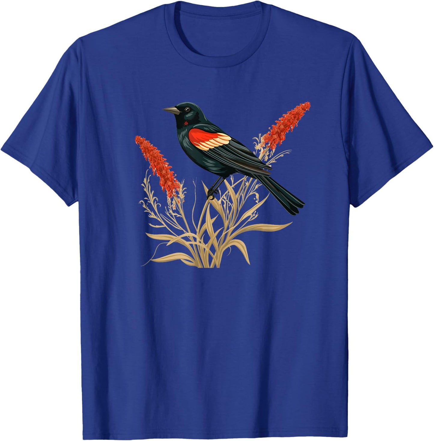 Floral Red-Winged Blackbird Red Winged Blackbird T-Shirt - T-Shirt | Royal