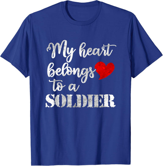 My Heart Belongs To A Soldier Army Graduation US Army Gifts T-Shirt - T-Shirt | Royal