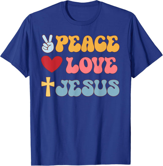 Groovy Peace Love Jesus Christian 70's Hippie T-Shirt - T-Shirt | Royal
