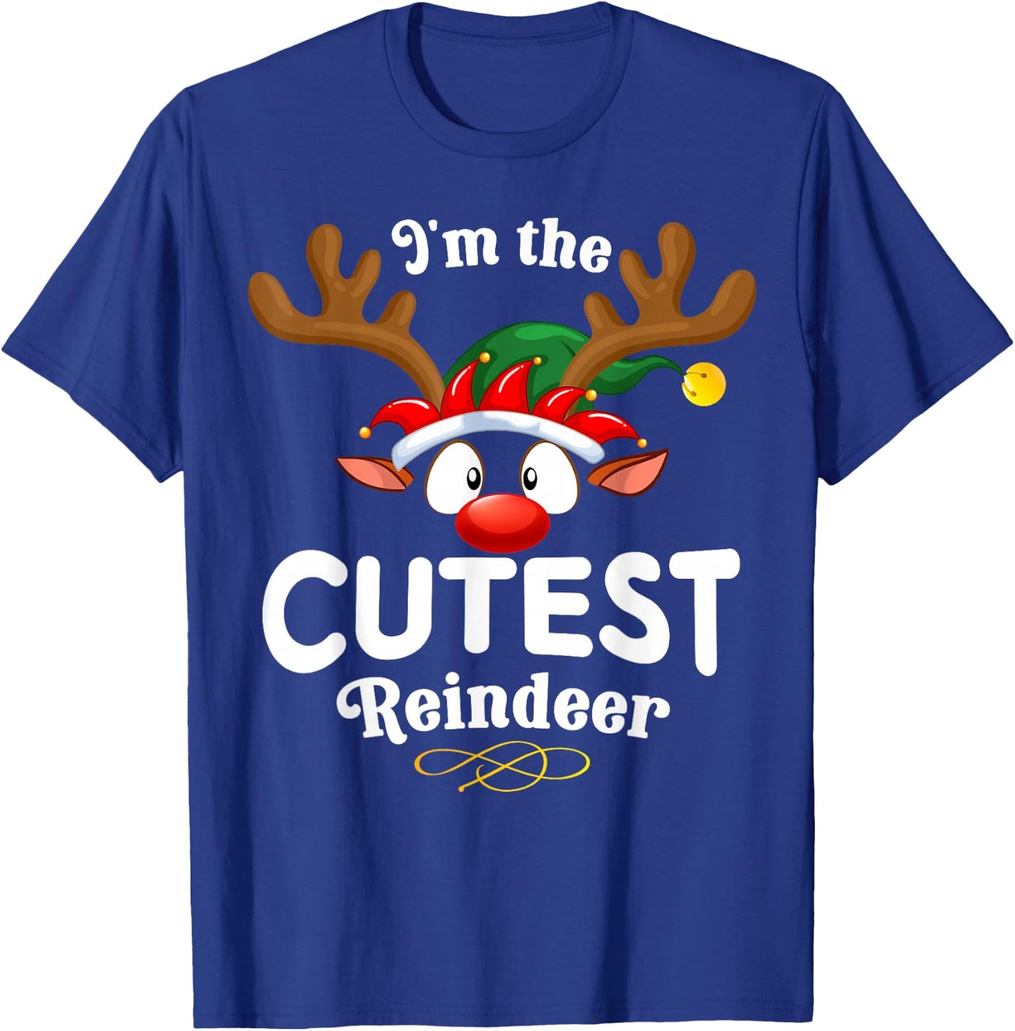 Christmas PJS Cutest XMas Reindeer Matching T-Shirt - T-Shirt | Royal