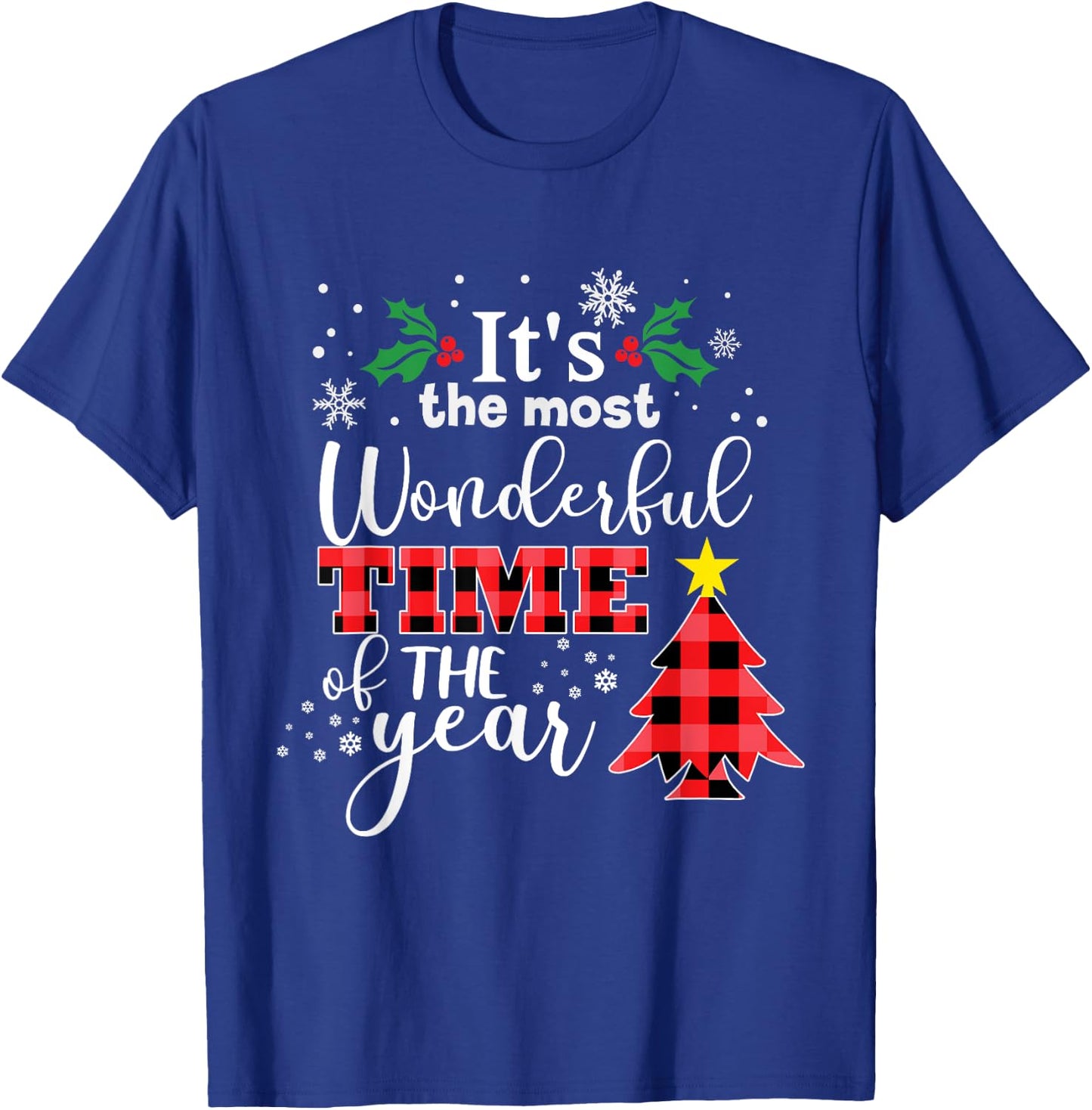 Christmas It's the Most Wonderful time of Year Buffalo Plaid T-Shirt - T-Shirt | Royal