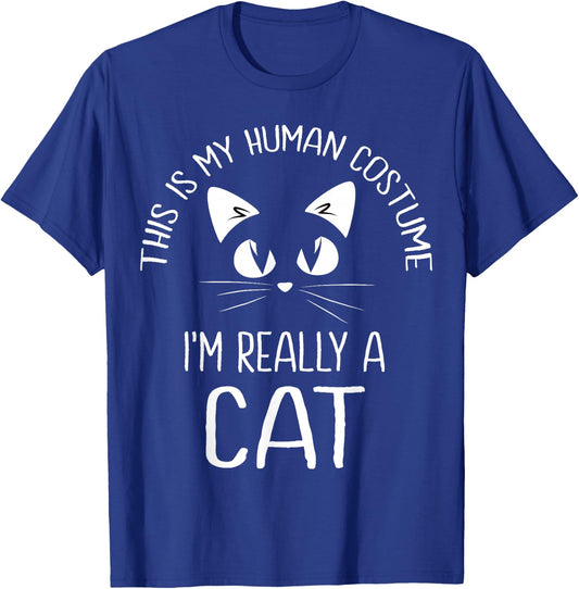 This is My Human Costume I'm Really A Cat Halloween Kitten T-Shirt - T-Shirt | Royal