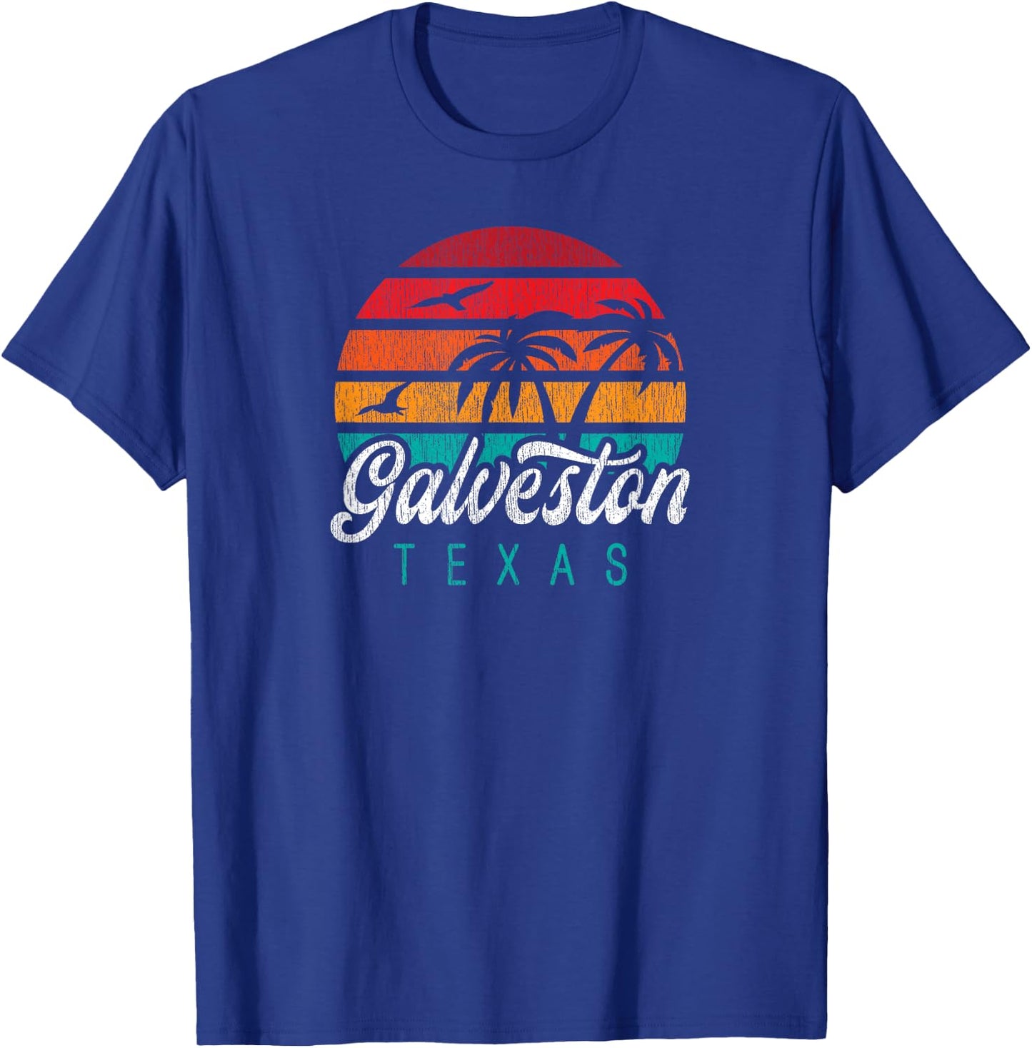 GALVESTON TX, Galveston Texas Sunset Design T-Shirt - T-Shirt | Royal