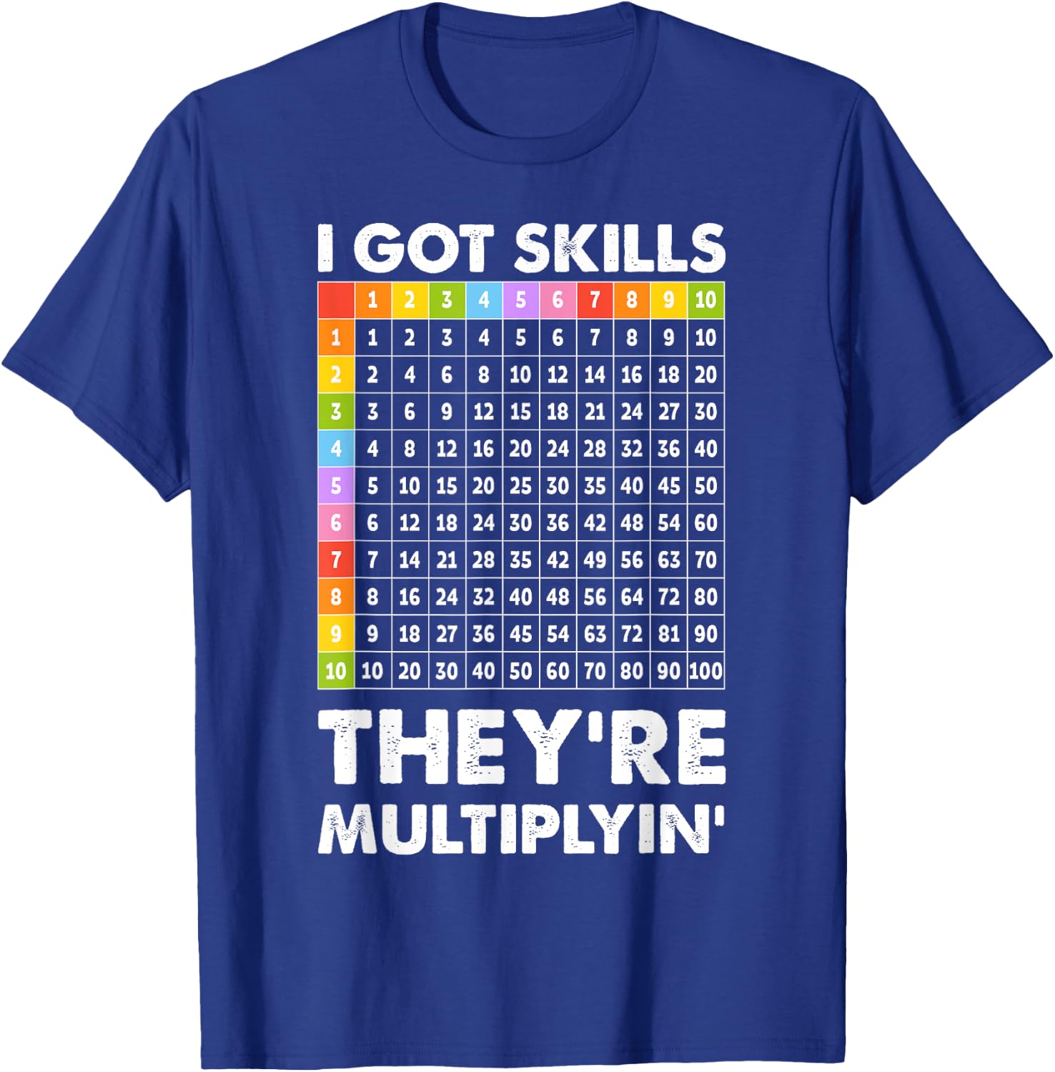 I Got Skills They're Multiplying Nerd Funny Math Teacher T-Shirt - T-Shirt | Royal