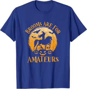 Horses Witch Halloween Funny Brooms Are For Amateurs T-Shirt - T-Shirt | Royal