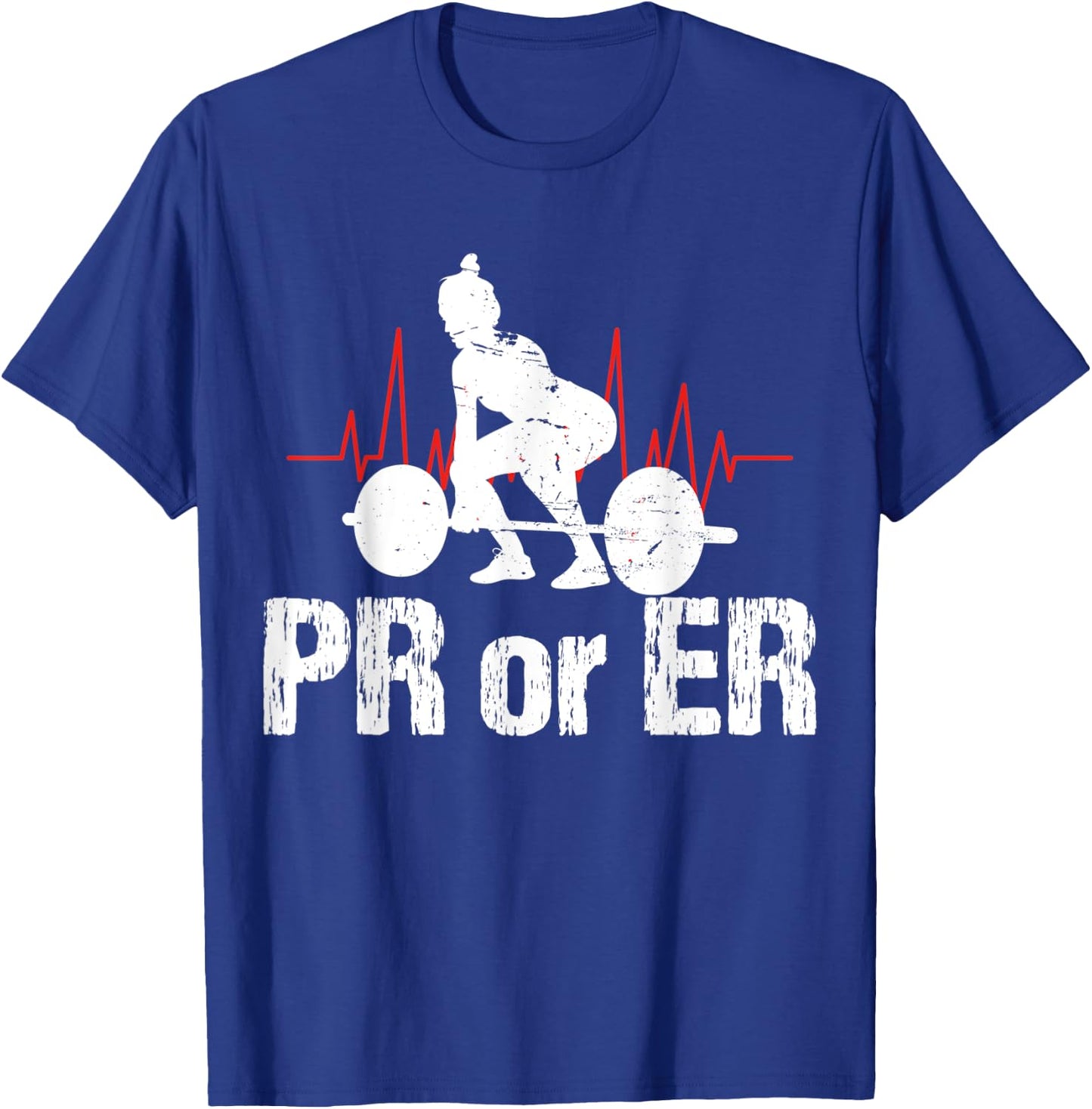 PR Or ER Funny Weightlifting Bodybuilding Apparel Vintage T-Shirt - T-Shirt | Royal